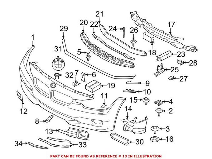 BMW Fog Light Trim = Front Driver Side 51117396877